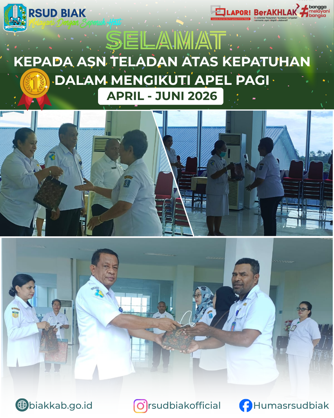 RSUD Biak Berikan Penghargaan kepada ASN Teladan atas Kepatuhan Mengikuti Apel Pagi